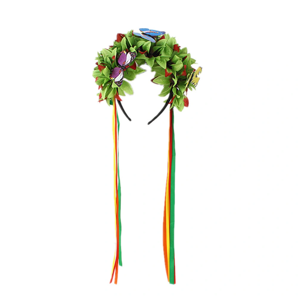 Day of the Dead Headband, Women Mexican Lily Flower Ribbon Headpiece