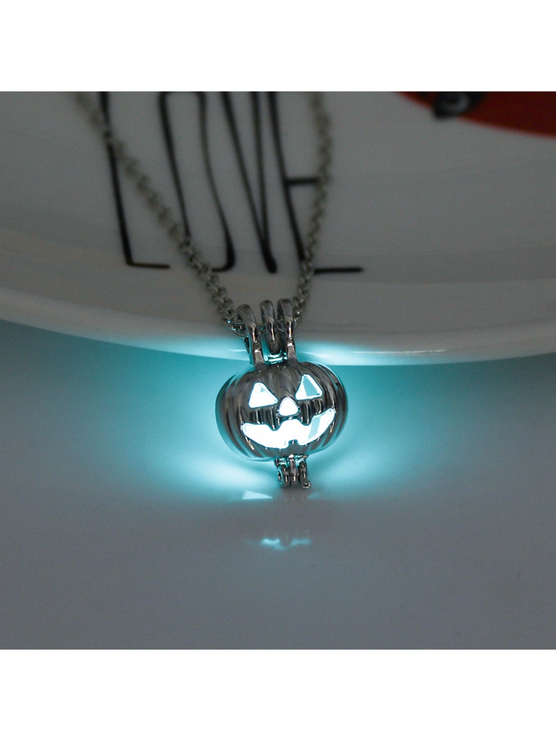 Halloween Luminous Hollow Out Pumpkin Shaped Necklace Pendant
