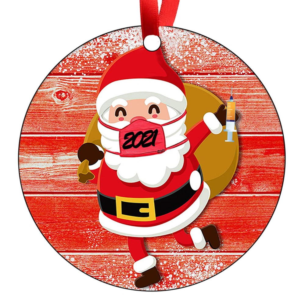 Christmas Round Pendant Acrylic Cartoon Hanging Rope Decoration