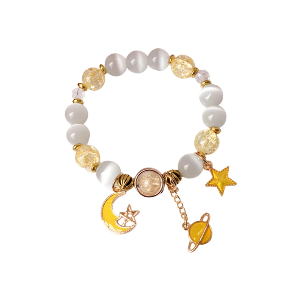 Crystal Beads Bracelet, Elegant Star Moon Bracelet Bohemia Bangle 