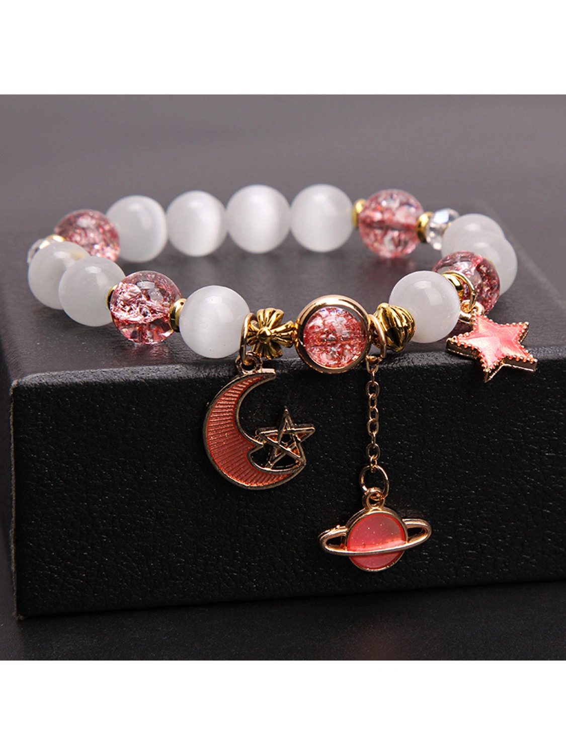 Crystal Beads Bracelet, Elegant Star Moon Bracelet Bohemia Bangle 