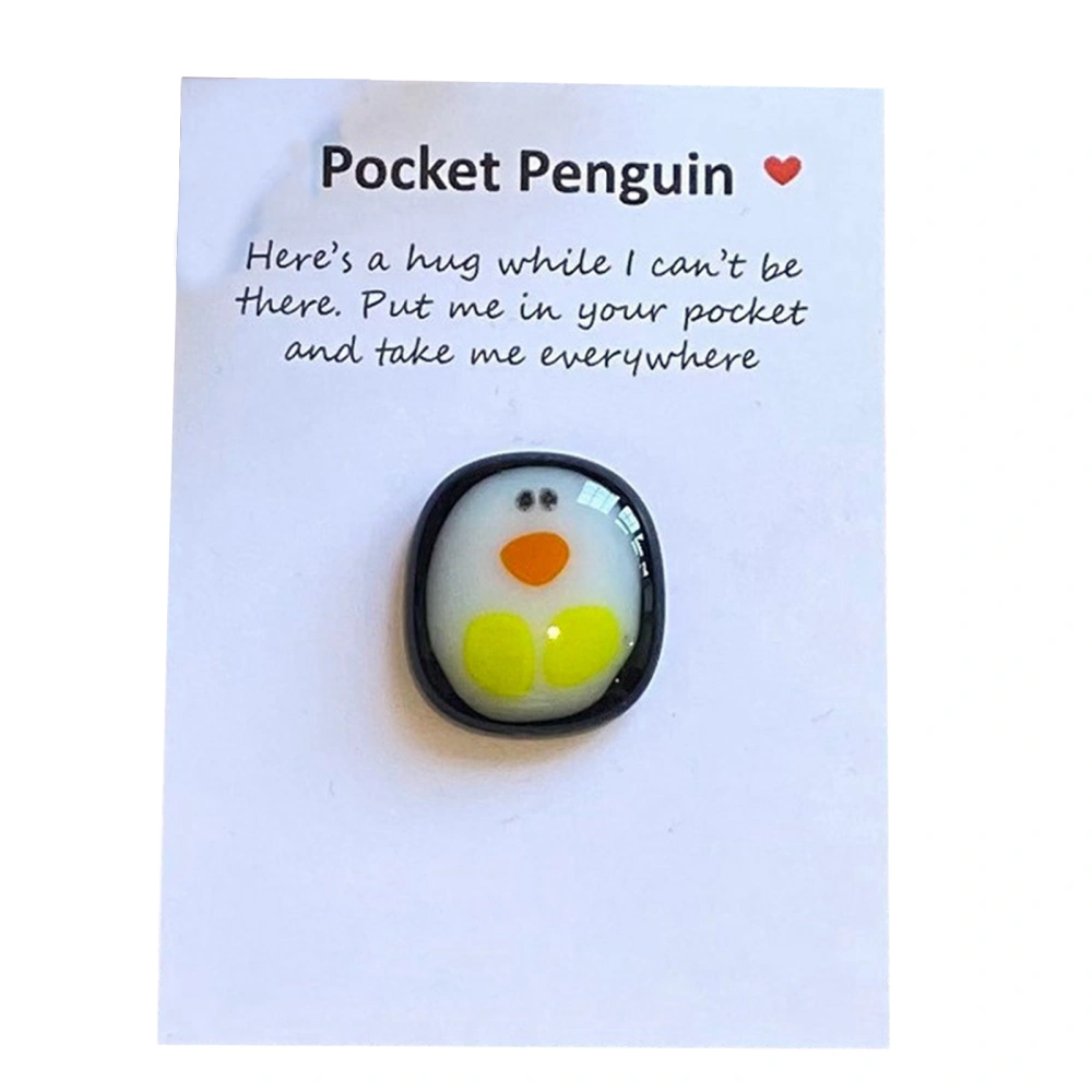 Pocket Penguin Ornament Card Set, Glass Mini Penguin + Greeting Card