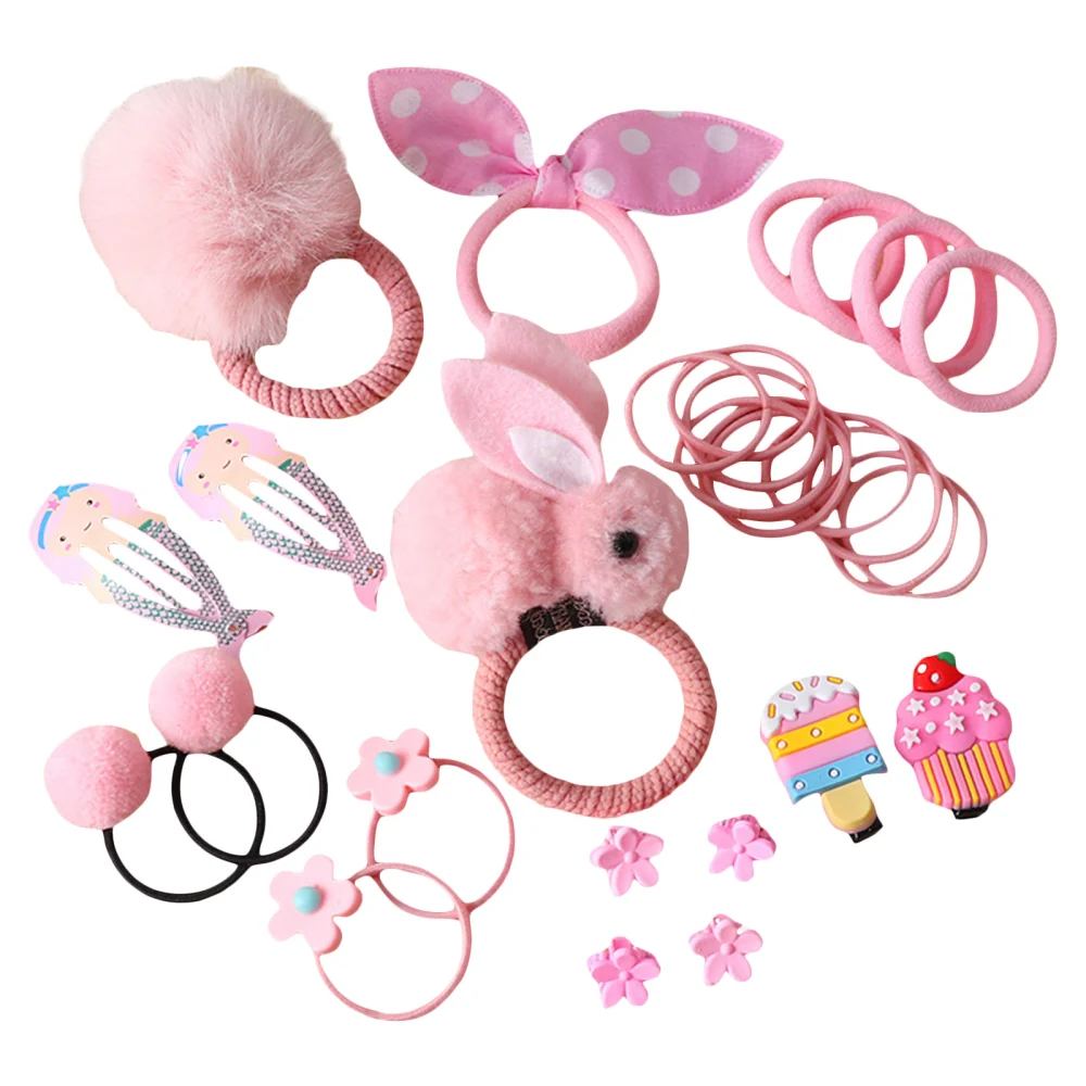 Baby Girls Hair Accessories Set, 30Pcs Cute Bunny Hair Ties Hairpins