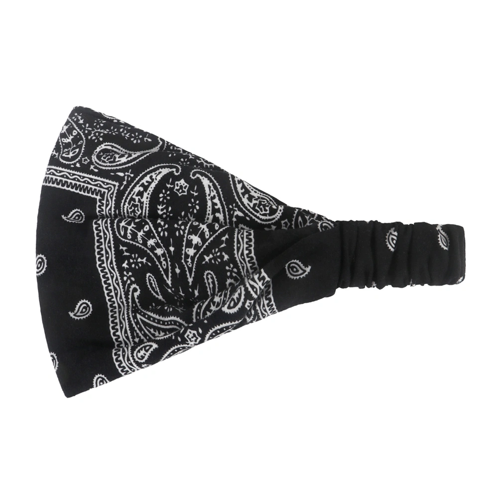 Women Paisley Bandana Headband, Stretchy Sweatbands Boho Wide Hairband