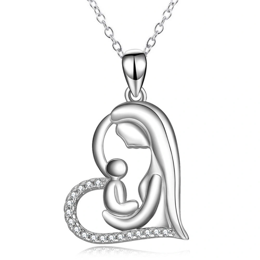 Women Necklace, Heart Zircon Pendant Clavicle Chain for Mother’s Day