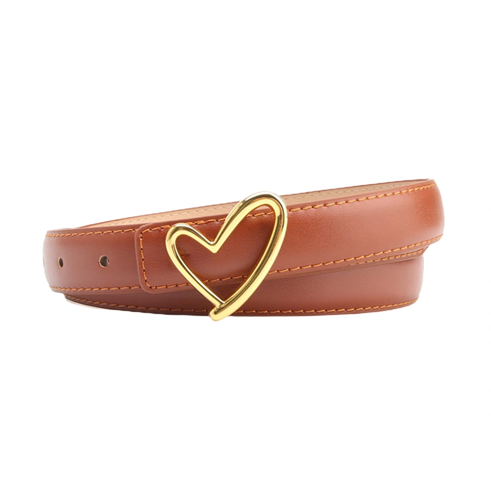 Women Heart Buckle Retro Belt PU Leather Waistband Adjustable Belt