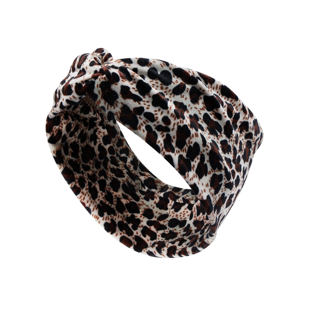 Women Velvet Wide Headbands Leopard Print Ear Warmers Head Wraps