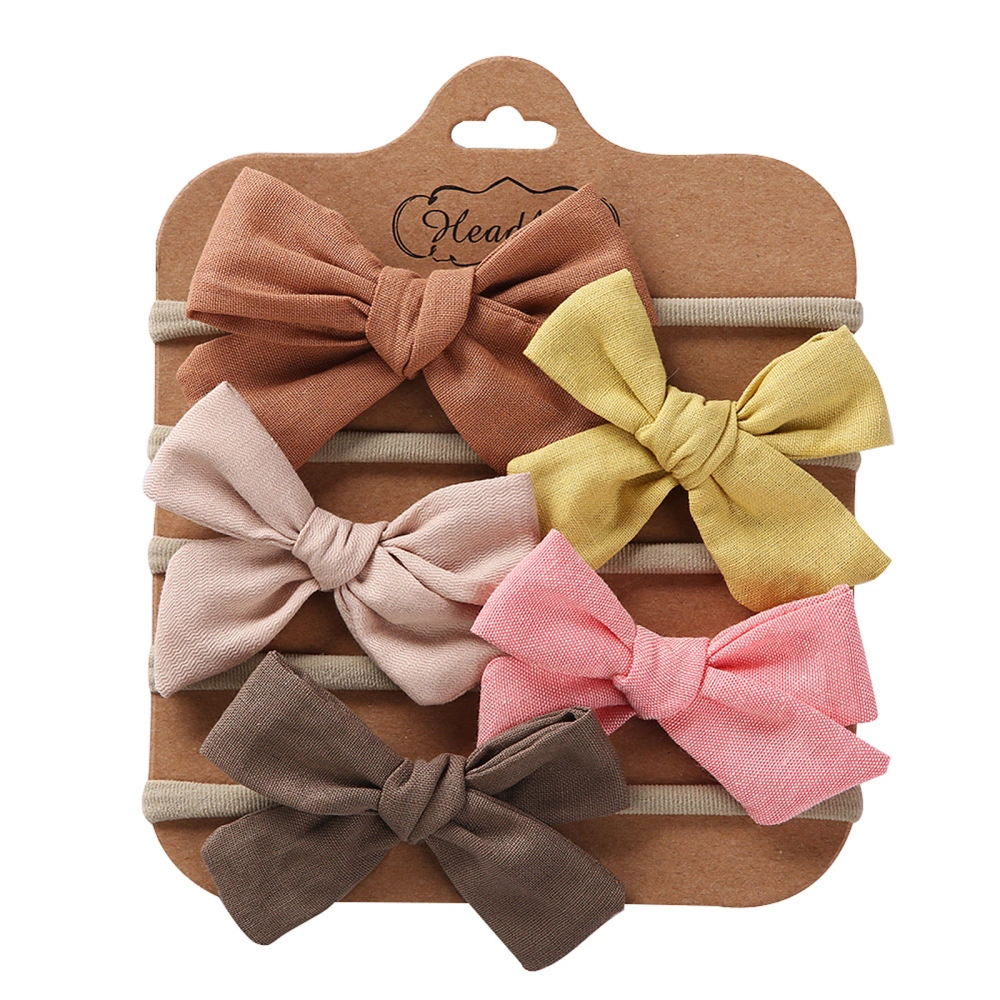 5pcs Baby Headbands, Soft Elastic Bowknot Head Wraps Hair Accessory