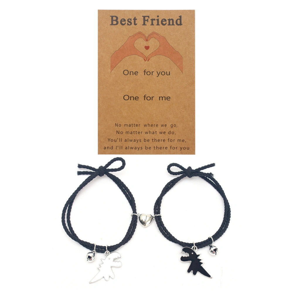 Dinosaur Couple Matching Bracelet Set Adjustable Braided Rope Bracelet