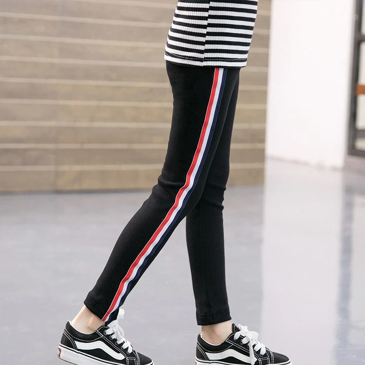 Baby Girl Stretch Leggings Elastic Waist Striped Print Footless Tights Bottoms