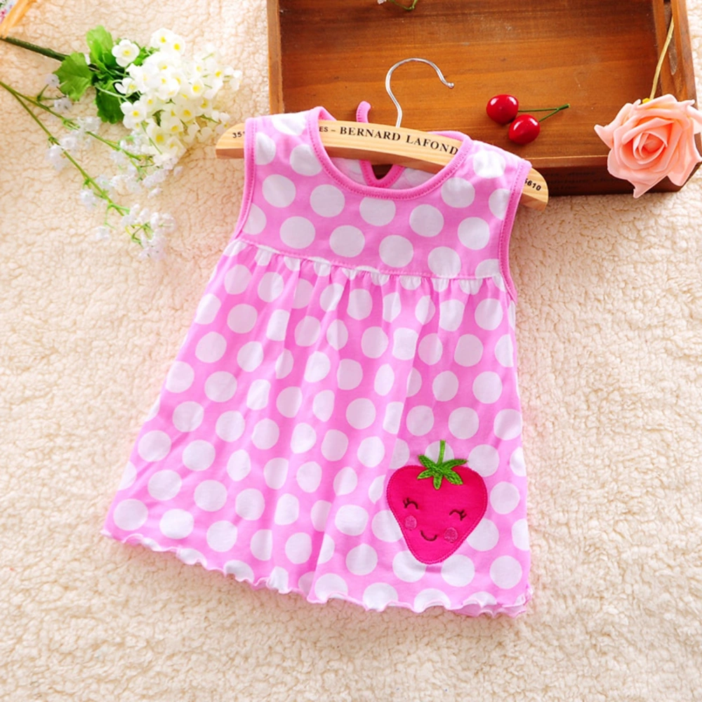 Baby Girl’s Cartoon Embroidered Polka Dot Sleeveless A-line Dress