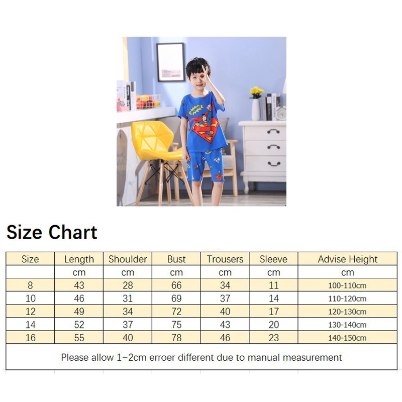 Unisex Cartoon Print Pajamas, Casual Short Sleeve Round Neck Pullover + Shorts