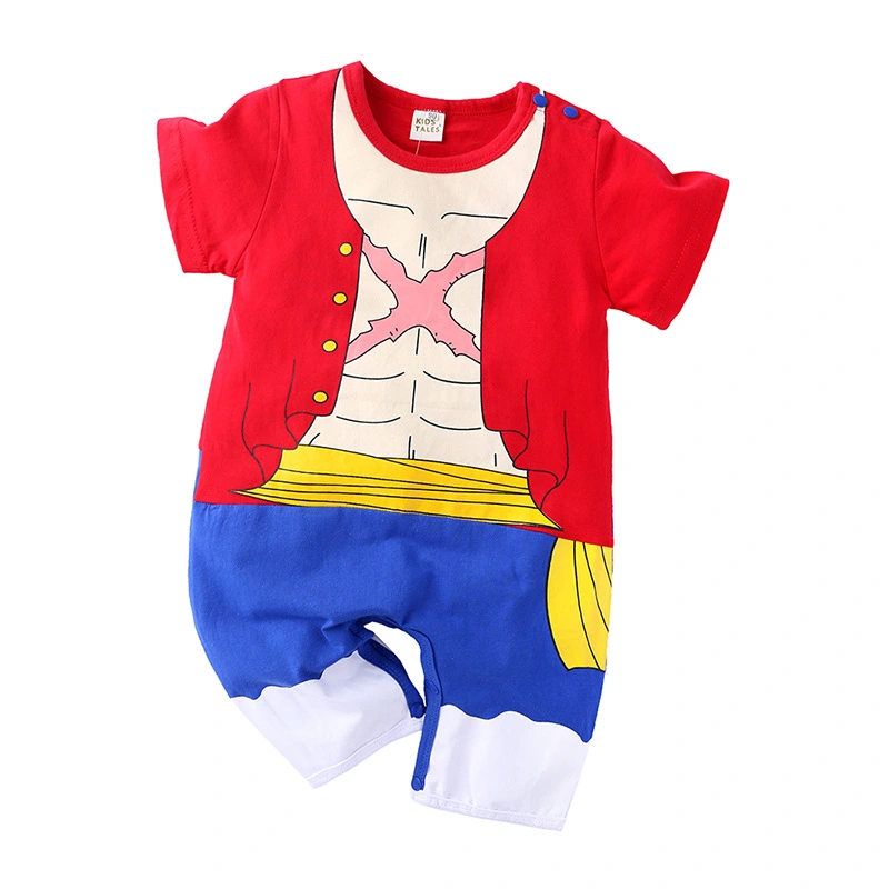 Baby Boy’s Cartoon Anime Printing Short Sleeve Round Neck Romper