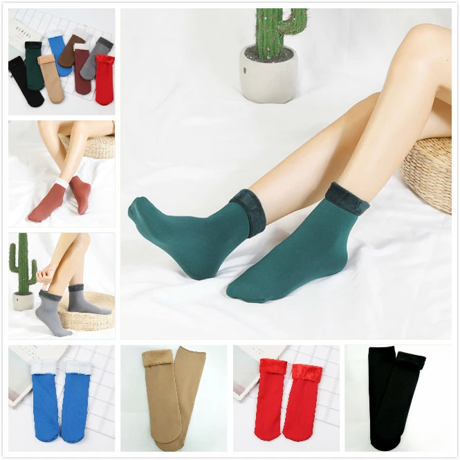 Women Winter Thick Soft Stockings Long Solid Color Outdoor Hose