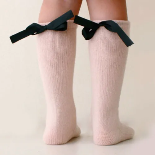 Girls Lovely Socks, Bowknot Socks, Pearl Princess High Socks