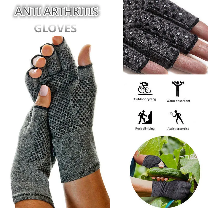 Anti Arthritis Half Finger Compression Gloves with Anti-slip Dots