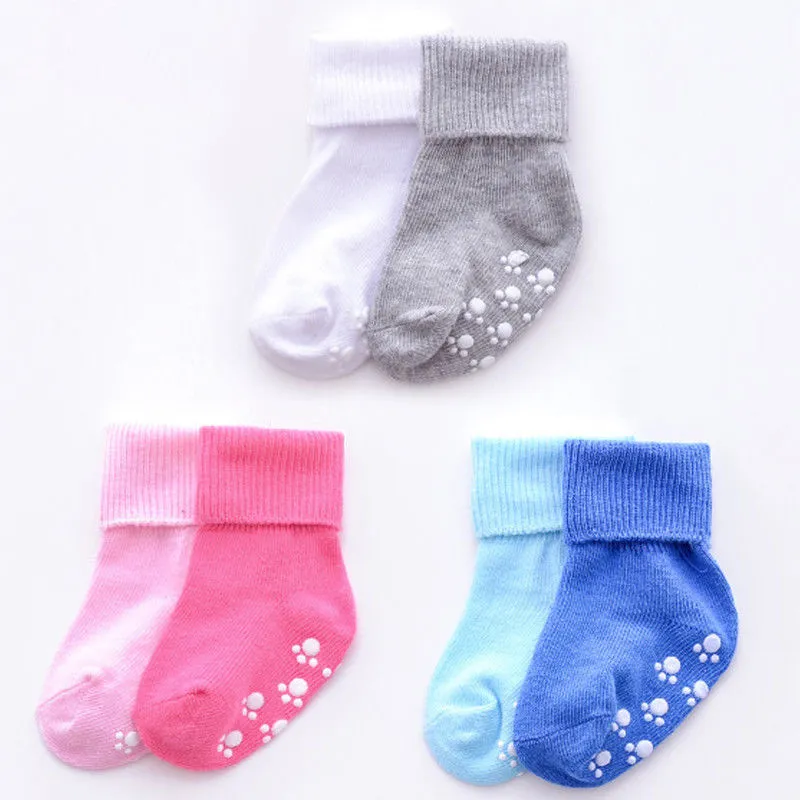 Babies' Solid Color Anti Slip Cotton Socks Rubbers Warm Socks