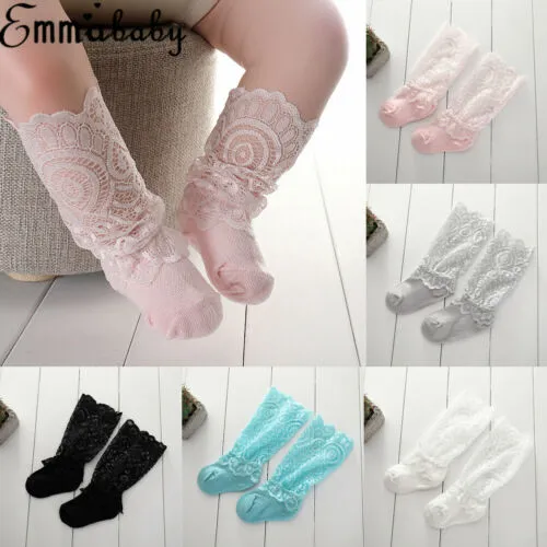 Girls Sweet Socks, Lace Ruffle Princess Socks, Knee High Frill Socks