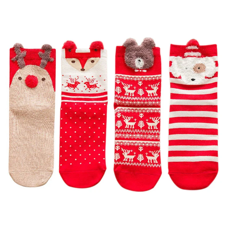 Girls' Casual Winter Christmas Socks Animal Cartoon Pattern Socks