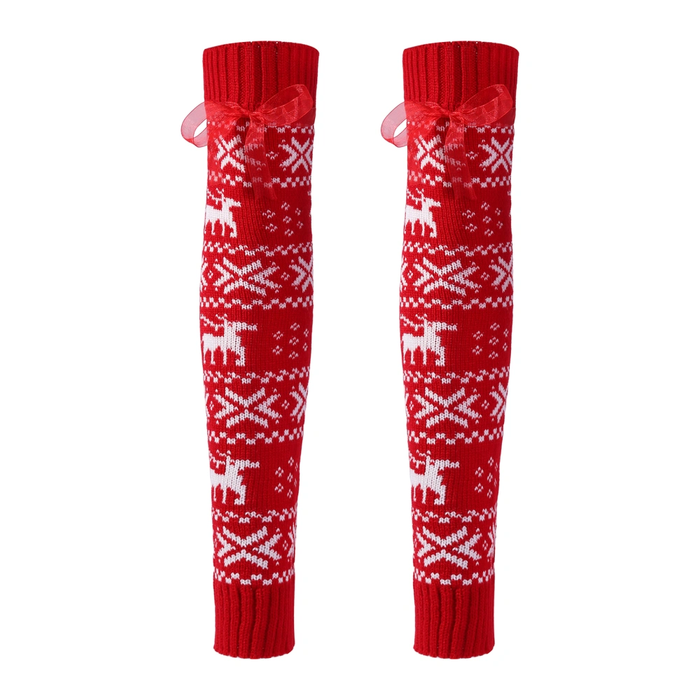 Women Christmas Elk Leg Warmer Soft Knitted Fabric Over The Knee Long Stocking