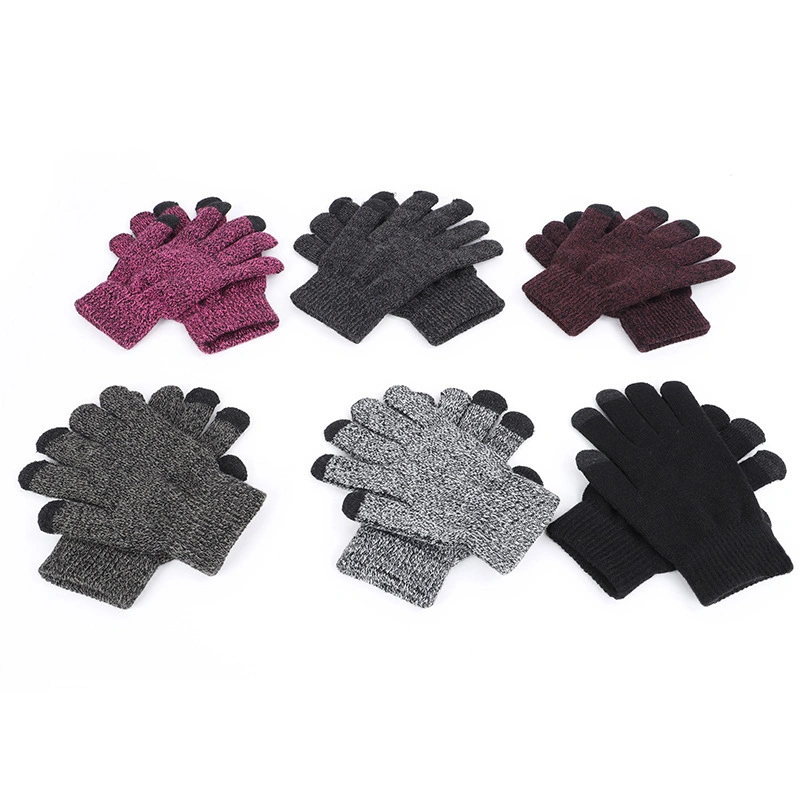 Unisex Mittens Stretch Touch Screen Knitted Five-finger Warm Gloves