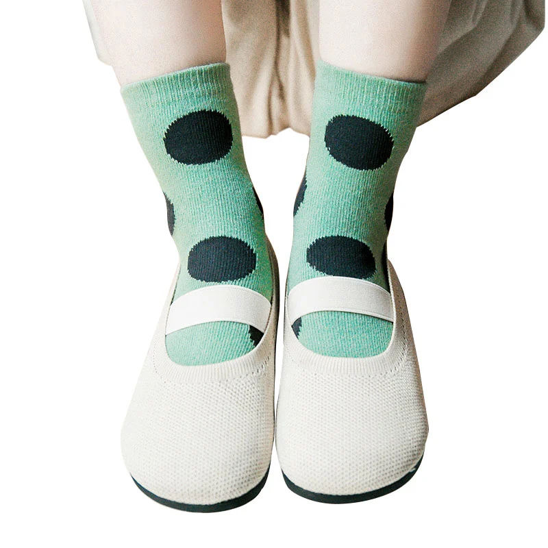 5 Pairs Baby's Dot Pattern Cotton Socks, Breathable Crew Ankle Socks