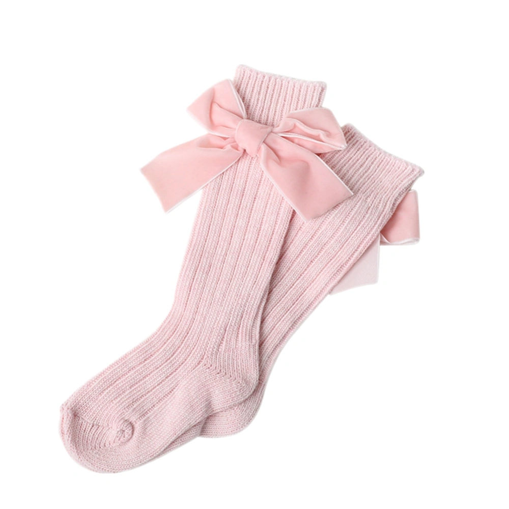 Baby Mid-Calf Length Socks, Girls Solid-Color Knee-High Stockings, 0-7 Years