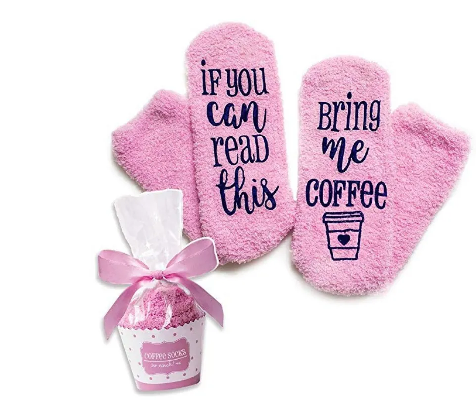 Women Knitted Socks Ladies Cup Cake Socks Letter Non-slip Cotton Socks