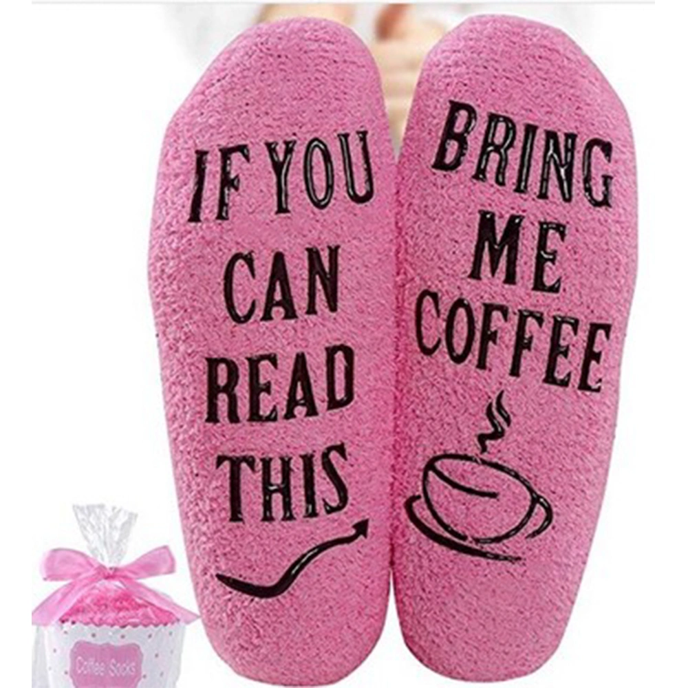 Women Knitted Socks Ladies Cup Cake Socks Letter Non-slip Cotton Socks