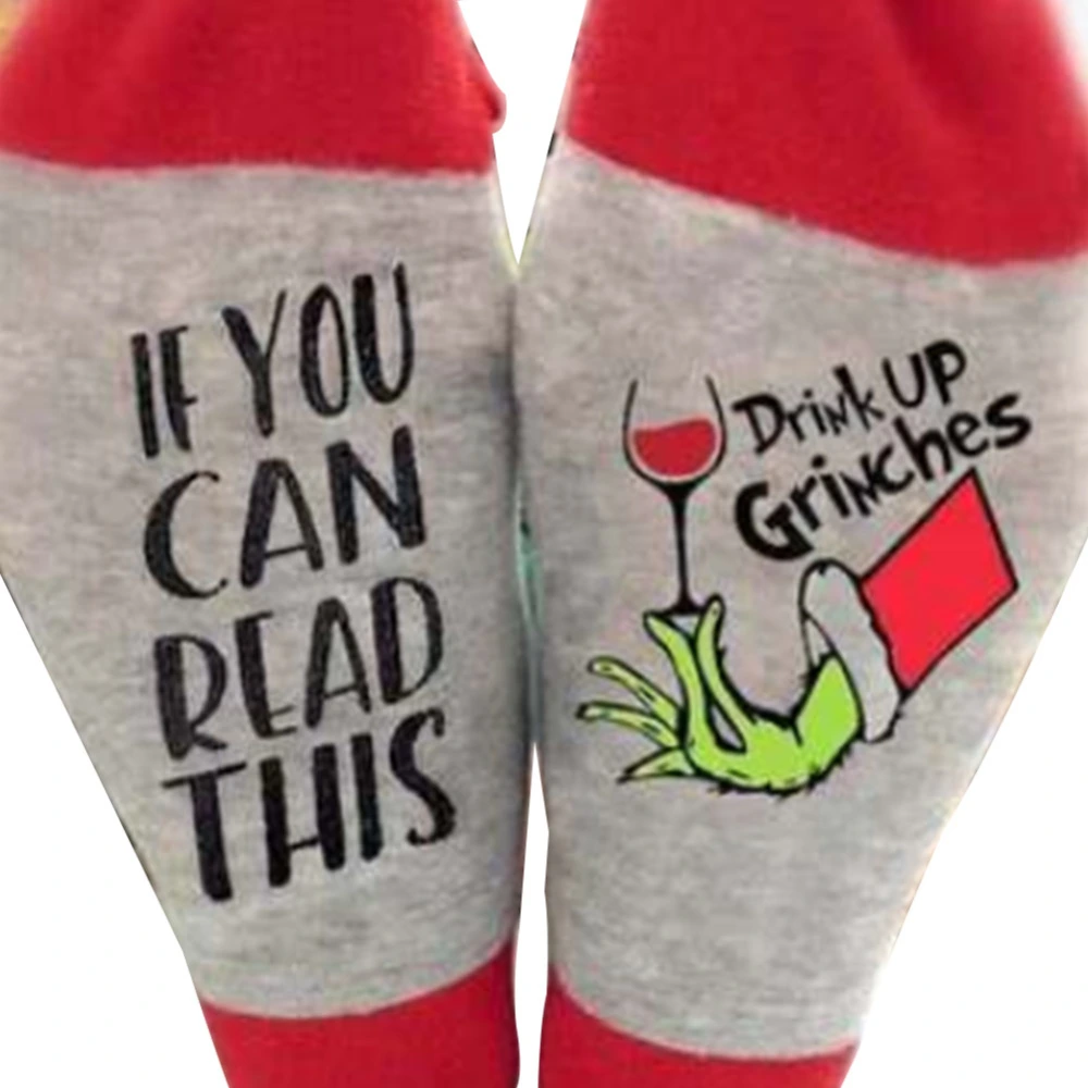 Unisex Christmas Cotton Socks Funny Santa Snowflake Letter Print Socks