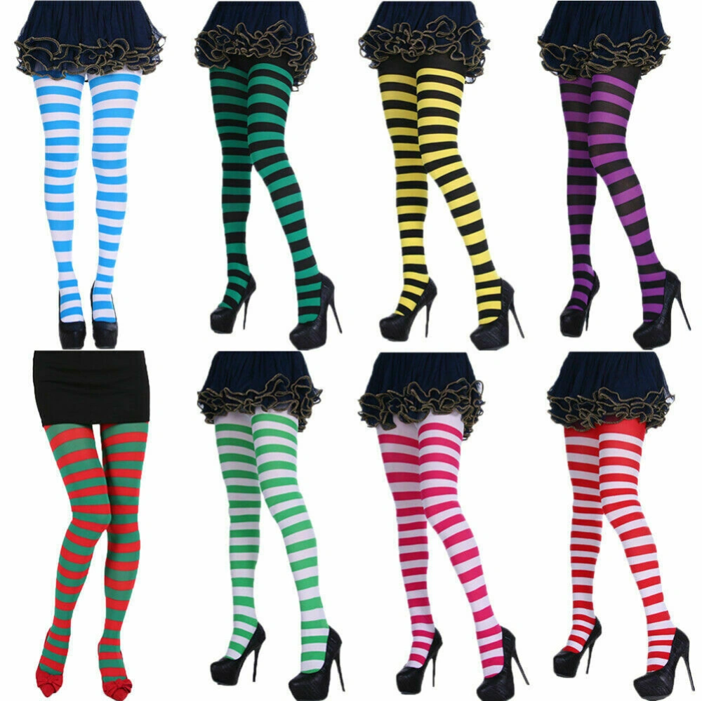 Women Sexy Christmas Stripe Pantyhose High Waist Colorful Thermal Tights