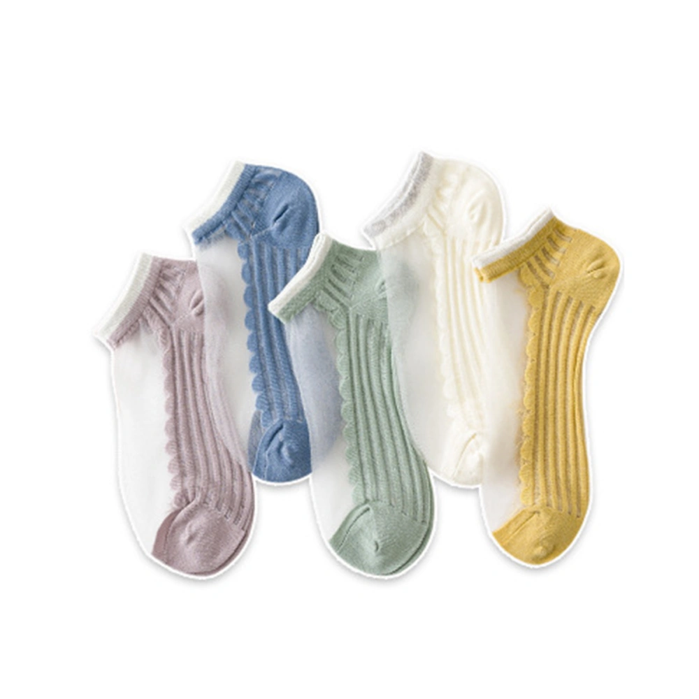 Women's Ultra-Thin Crew Socks Lace Short Ankle Socks for Daily Walking