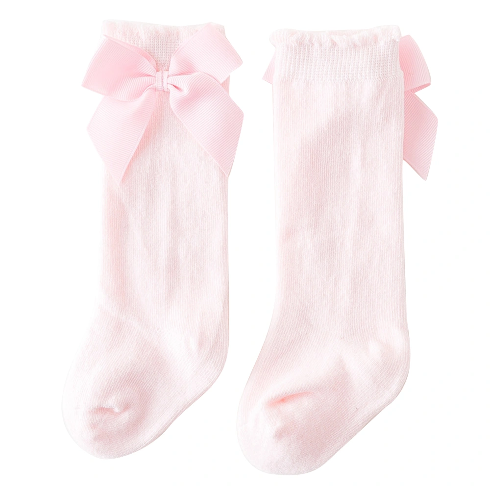 Little Girls Over Knee Stockings, Cute Bow Solid Color Tube Ruffled Warm Socks