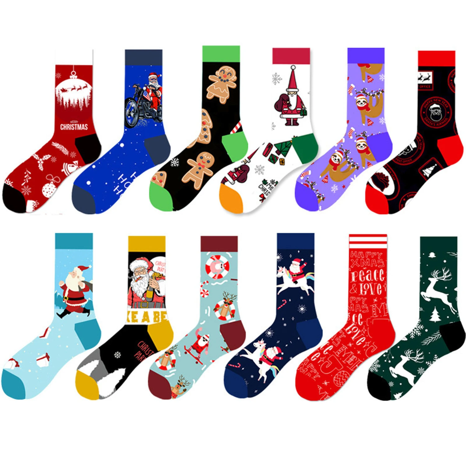 Fashion Christmas Socks for Women Men Stylish Cartoon Santa Claus Socks