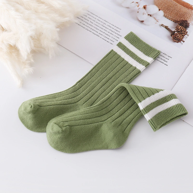 Children's Stockings Vertical Stripe Thread Solid for Kids Student Socks