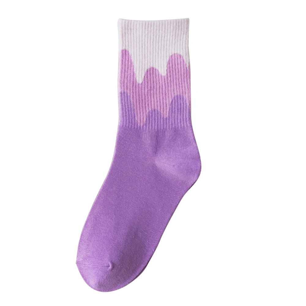 Women Gradient Crew Socks, Adults Color Block Y Heel Hosiery