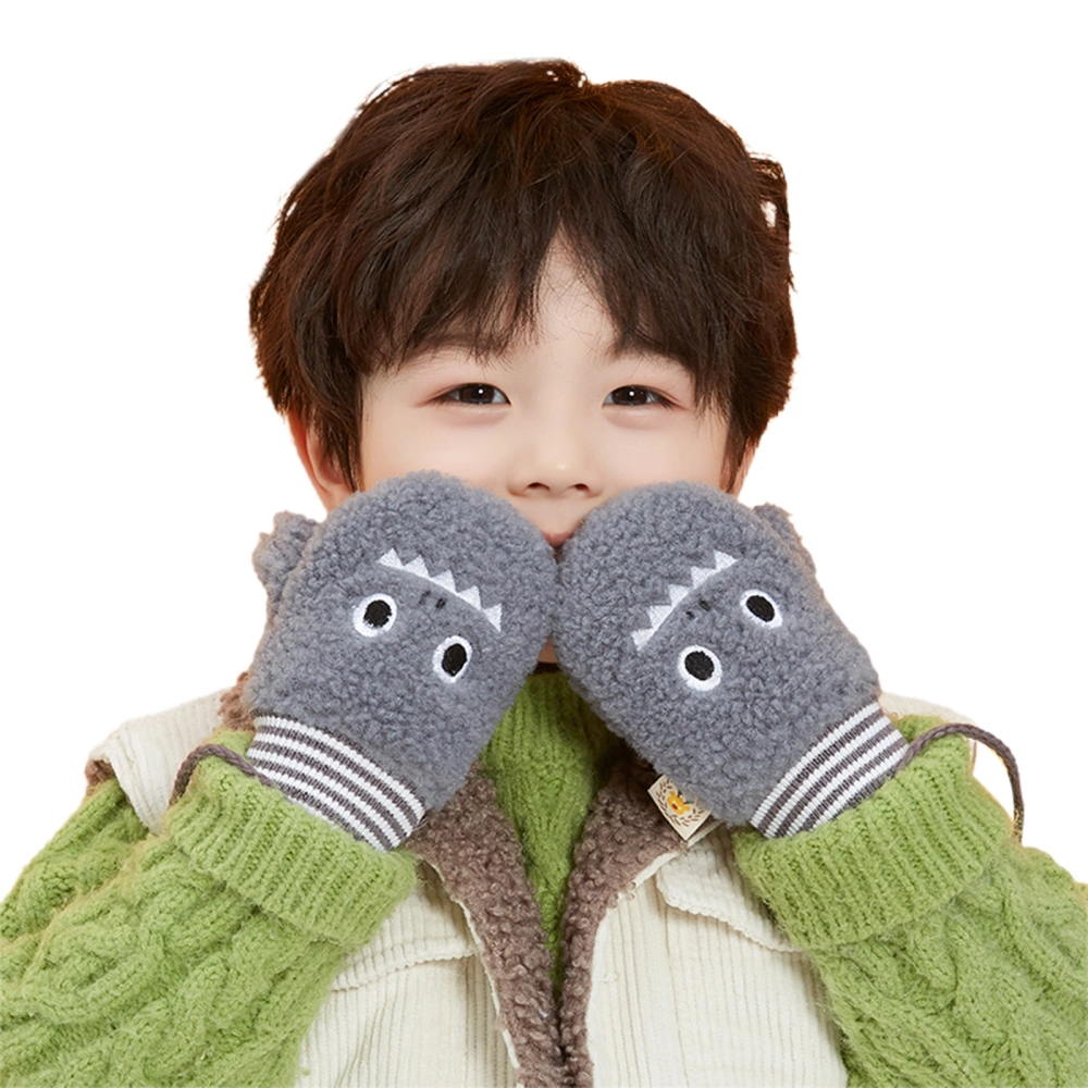 Unisex Warm Mittens, Outdoor Baby Cartoon Gloves with Anti-lost String