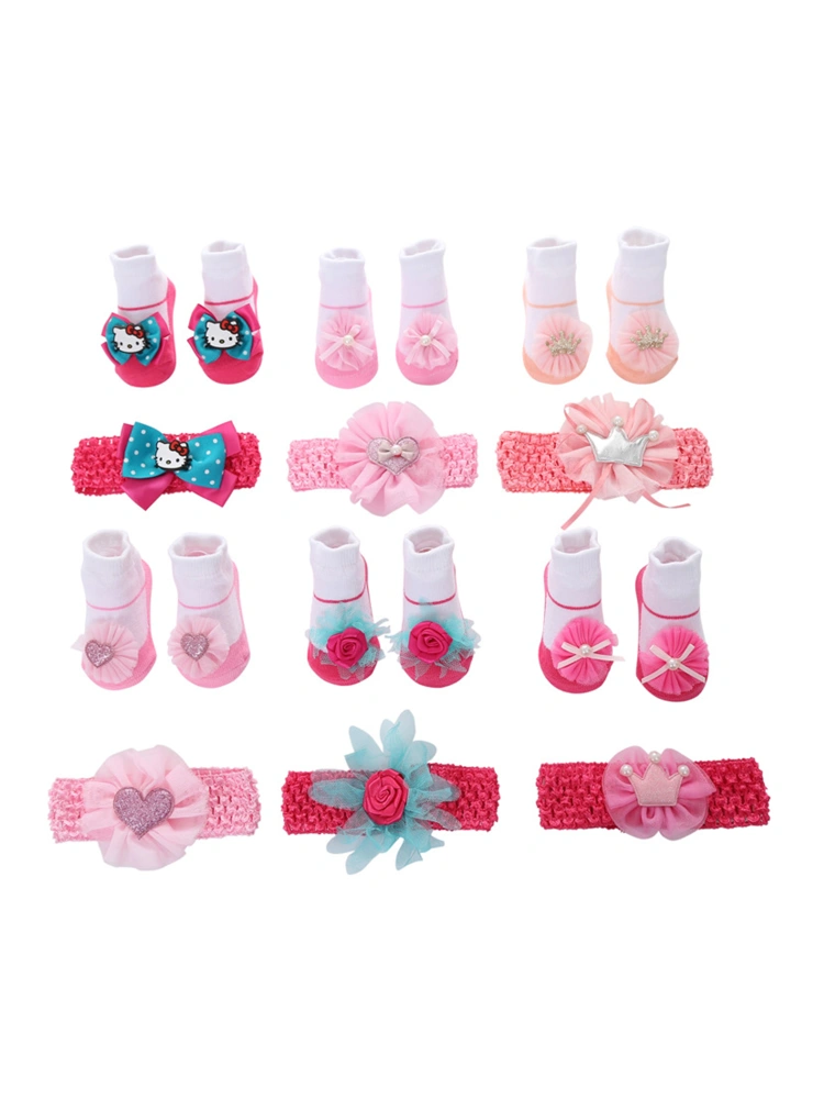 Baby Socks + Headband, Princess Style Mesh Stitching Cute Bow Accessories