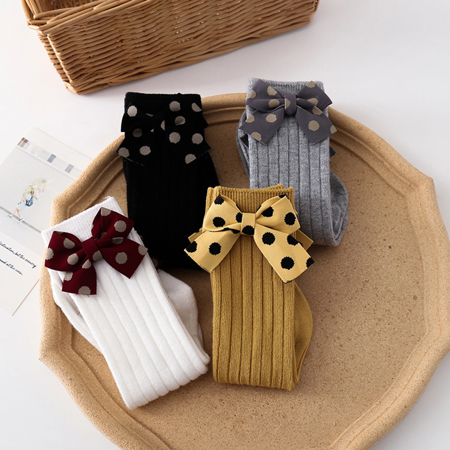 Baby Girls Polka Dot Bowknot Socks Stylish Socks for Kids Girls