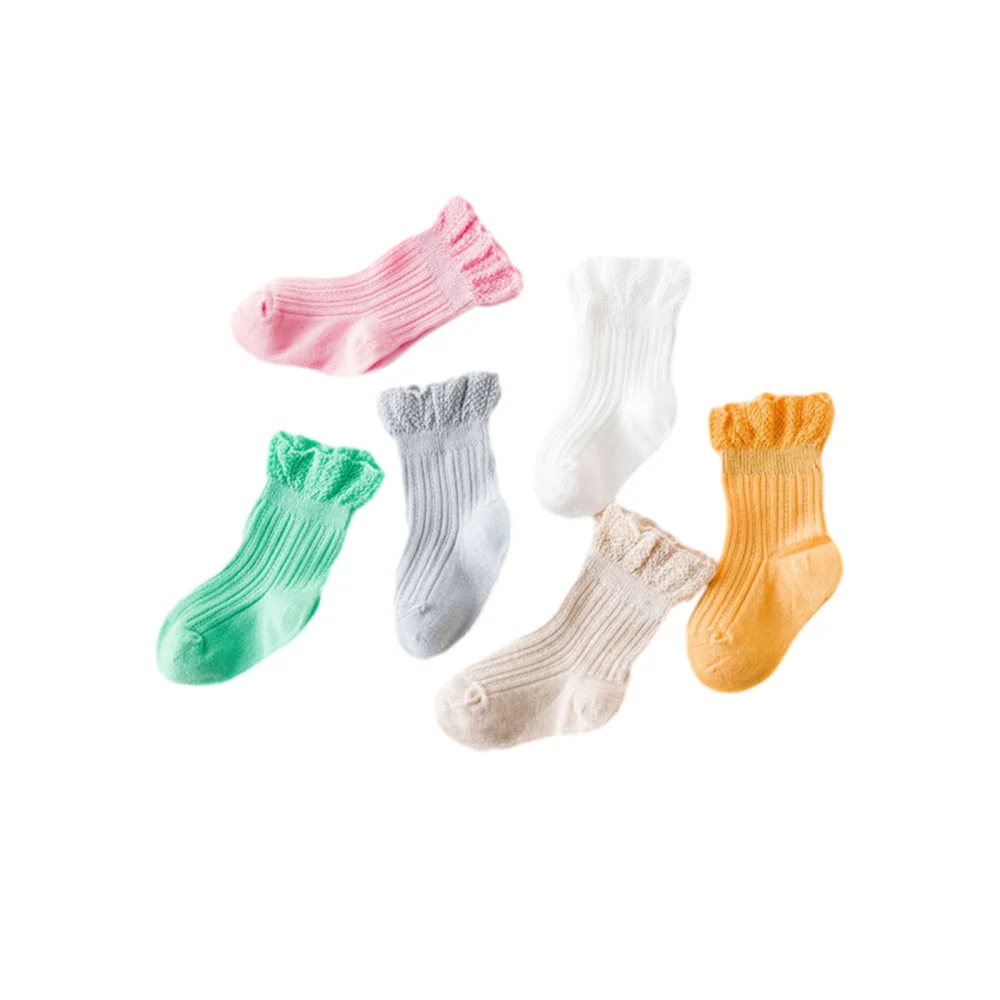 Little Girls Breathable Socks, Flouncing Boneless Short Tube Socks