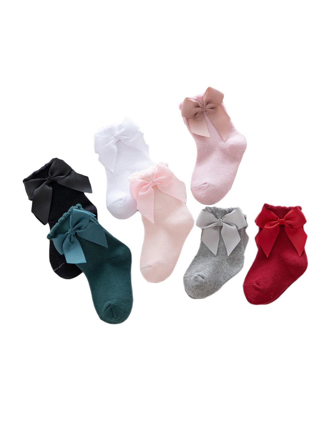 Kids Socks, Toddler Solid Color Short Tube Socks with Big Bowknot