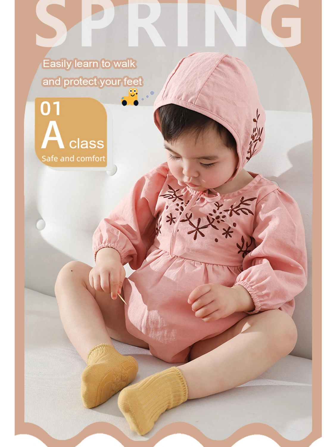 Toddler Baby Non-Skid Socks, Rib Knit Ankle Slipper Socks with Grips