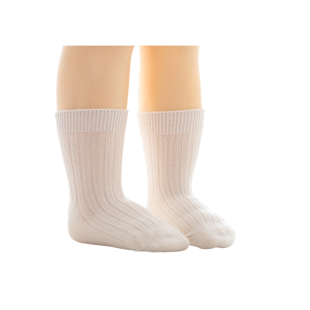 Kids Cotton Socks, Solid Color Medium Tube Socks Ribbed Stocking