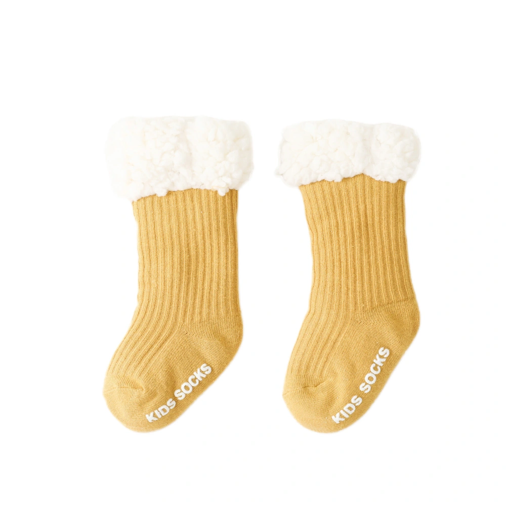 Children’s Solid Color Lamb Wool Calf Length Socks 6 Months-5 Years