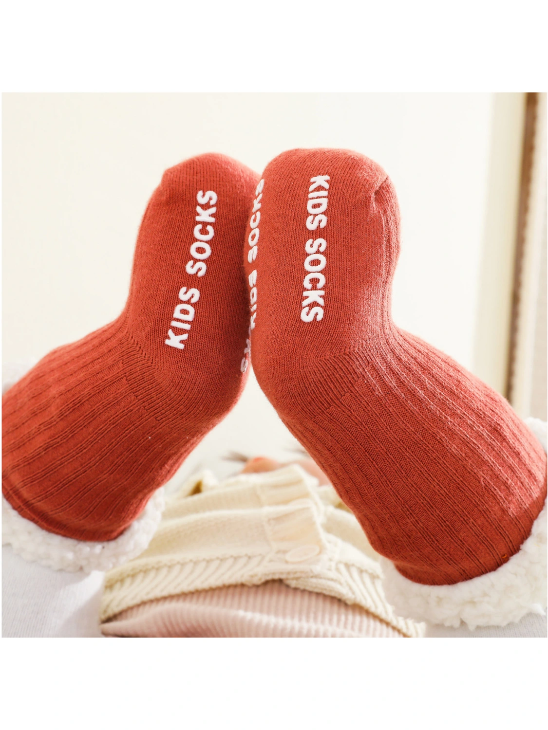Children’s Solid Color Lamb Wool Calf Length Socks 6 Months-5 Years
