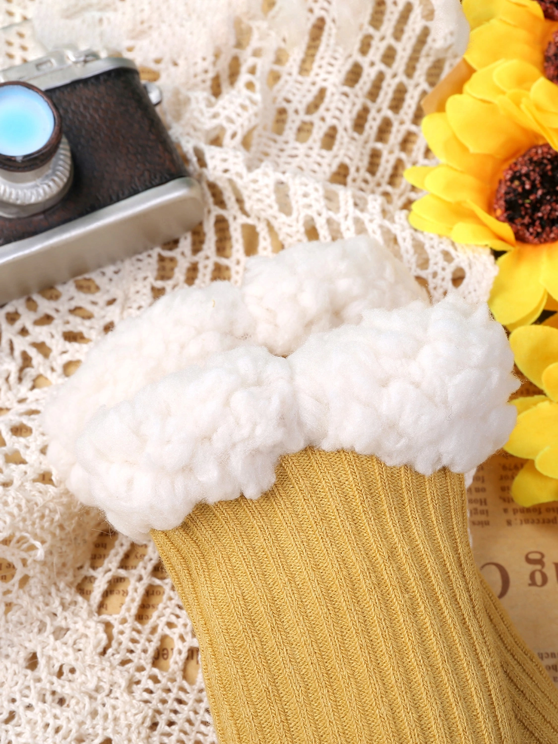 Children’s Solid Color Lamb Wool Calf Length Socks 6 Months-5 Years