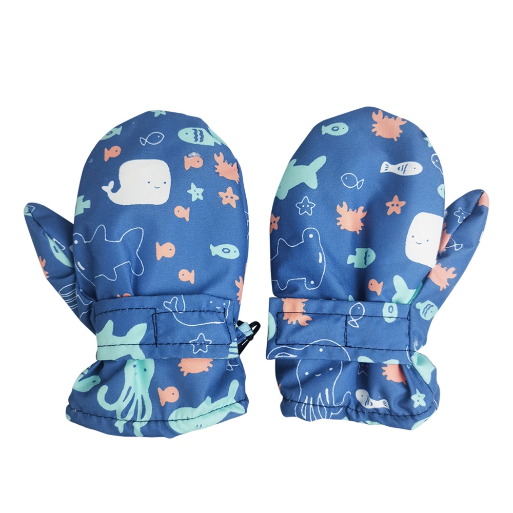 Kids Mittens Waterproof Windproof Cartoon Print Winter Ski Snow Gloves