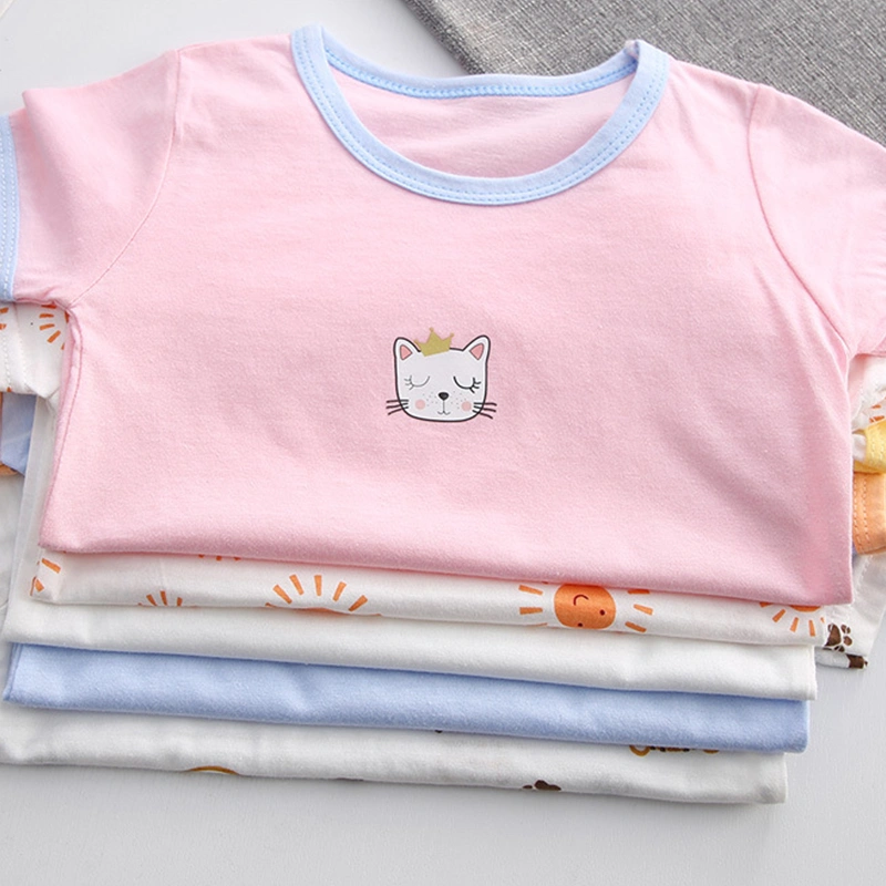 Children’s Cartoon Animals Printed Round Neck Short Sleeve T-shirt