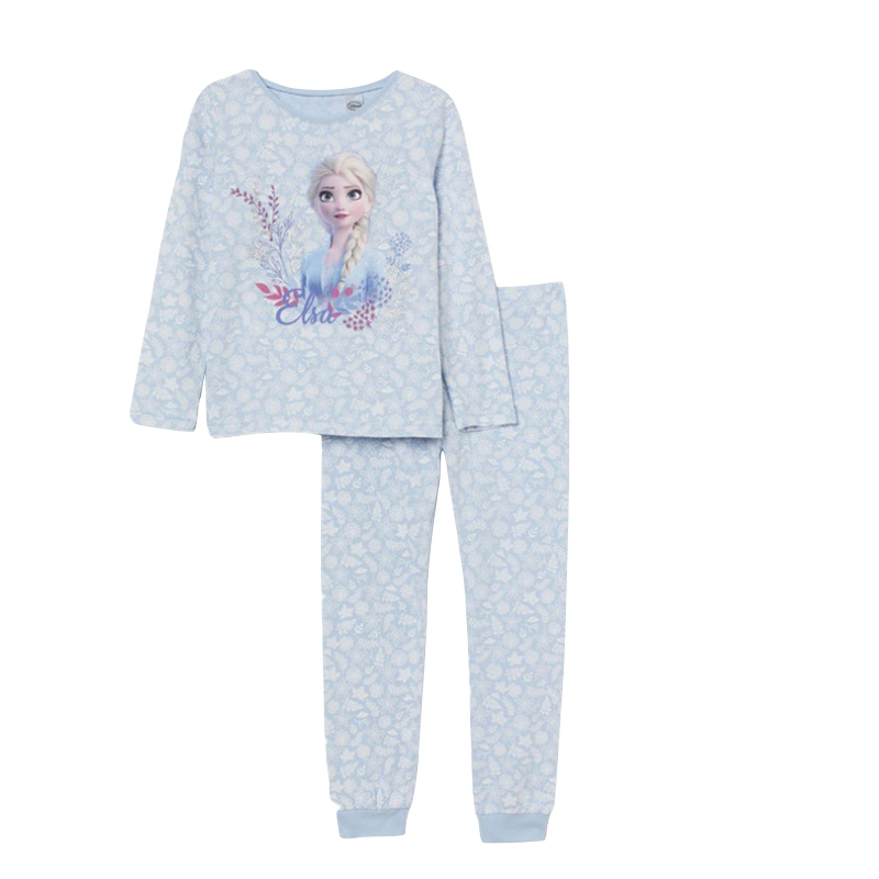 2Pcs Girls Loungewear Set, Cartoon Print Tops + Casual Pants Sleepwear