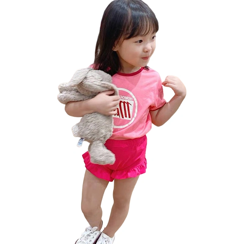 Kid Girl Shorts Suits, Short Sleeve T-Shirt + Ruffles Short Pants Set